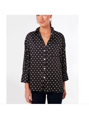 Pomander Place / Tuckernuck Black & White Polka Dot Button-Down Shirt, satin